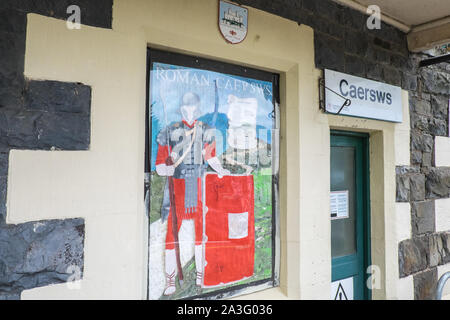 Roman, history,Train station,rail,railway,Caersws,is,a,village,on,banks,of,River Severn,in,the,Welsh,county,of,Powys,Wales,UK,Transport for Wales, Stock Photo