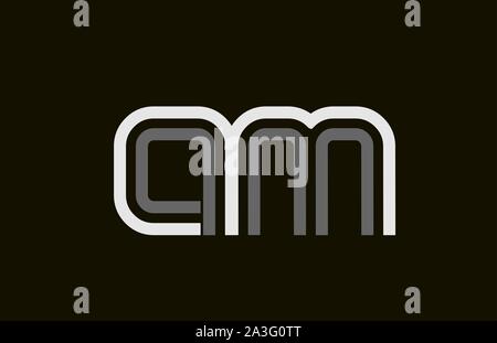 AM black and white combination alphabet bold letter logo with dots ...