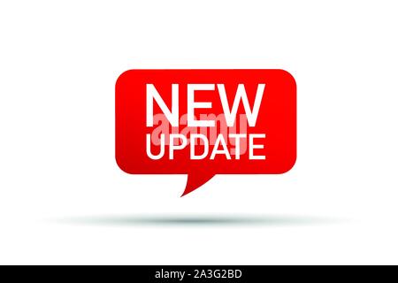 Red vector bubble banner new update. Vector illustration. Stock Vector