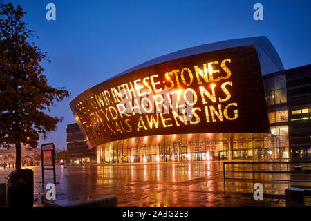 Wales Millennium Centre arts centre theatre located Cardiff Bay designed by Percy Thomas Partnership Stock Photo