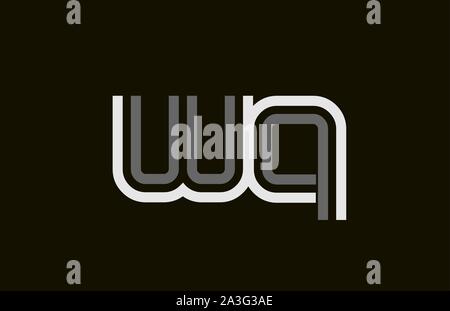 black and white line WQ W Q letter logo alphabet combination for icon design. For a logotype on a company or business. Stock Vector