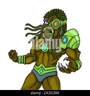 alien creature mascot character illustration Stock Photo