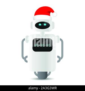 cute robot with red santa hat christmas design vector illustration EPS10 Stock Vector