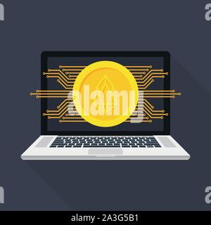 Networks - Business and Global Financial Connections, Cryptocurrency, Eos Trading, Online Banking and Money Transfer Concept Design. Vector stock illu Stock Vector