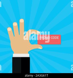 Promo code card. Discount on the banner. Discount icon. Vector stock illustration Stock Vector