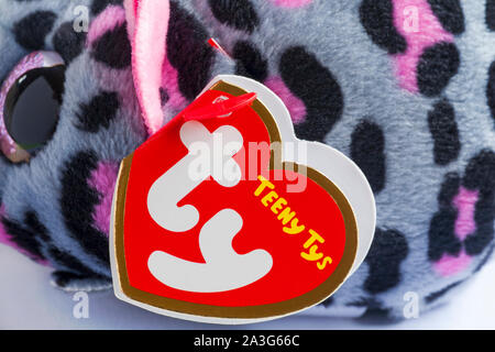 Ty Teeny Tys label tag on soft toy - close up Stock Photo