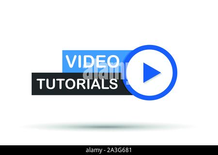Video tutorials Button, icon, emblem, label. Vector stock illustration Stock Vector