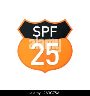 UV, sun protection SPF 25 vector icon on white background. Vector stock illustration. Stock Vector