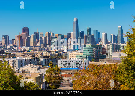 Skyline of San Francisco as seen from Potrero Hill Stock Photo