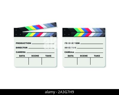 Black closed clapperboard. Realistic vector stock illustration Stock Vector