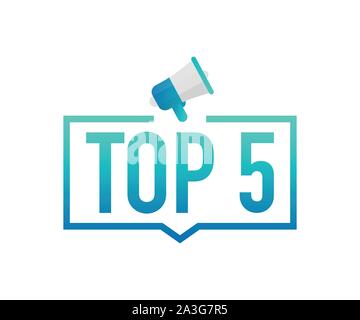 Top 5 - Top Five colorful label on white background. Vector stock illustration. Stock Vector