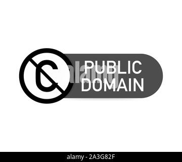 Public domain sign with crossed out C letter icon in a circle. Vector stock illustration. Stock Vector