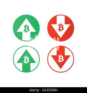 Up  Down Bitcoin Sign. Vector stock illustration. Stock Vector