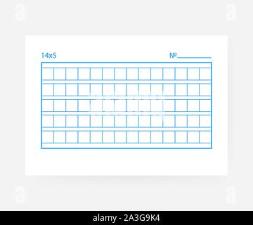 14x5 Squared manuscript paper on white background. Vector stock illustration. Stock Vector