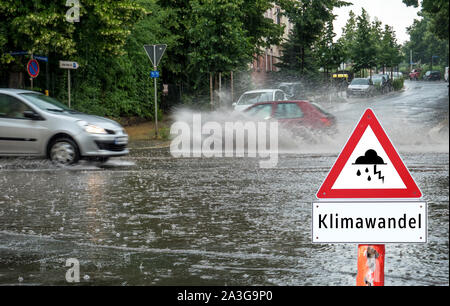 Climate change flooding the streets in Germany Stock Photo