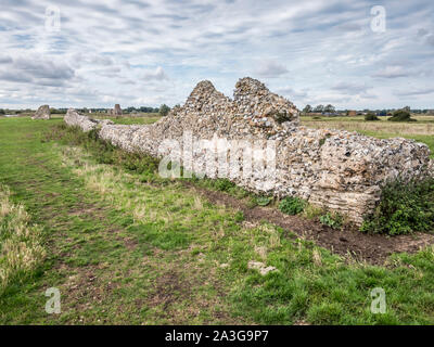 The ruins of the church at the 9th century site of St Benets Abbey and Church on the River Bure near Ludham on the Norfolk Broads Stock Photo