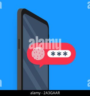 Mobile phone unlocked notification button and password field vector, concept of smartphone security, user authorization. Vector stock illustration. Stock Vector