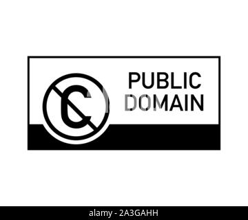 Public domain sign with crossed out C letter icon in a circle. Vector stock illustration. Stock Vector