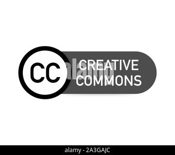 Creative commons rights management sign with circular CC icon. Vector stock illustration. Stock Vector