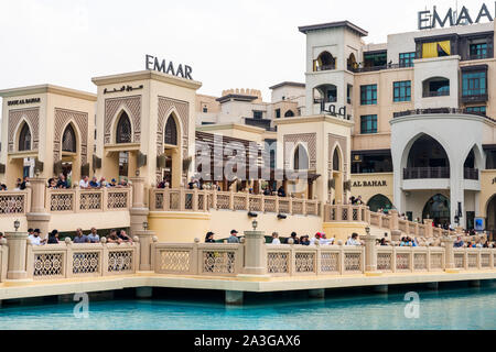 Bridge between Souk Al Bahar  and Dubai Mall in the downtown of Dubai City Stock Photo