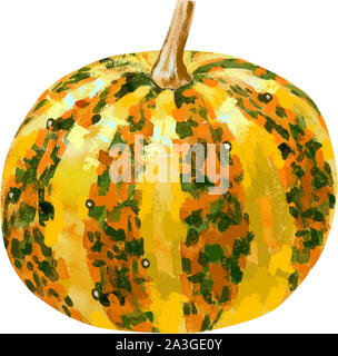 orange pumpkin on isolated white background, watercolor illustration, hand drawing Stock Photo
