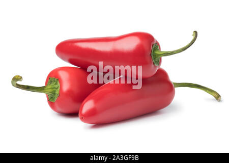Fresh red Jalapeno peppers isolated on white background Stock Photo