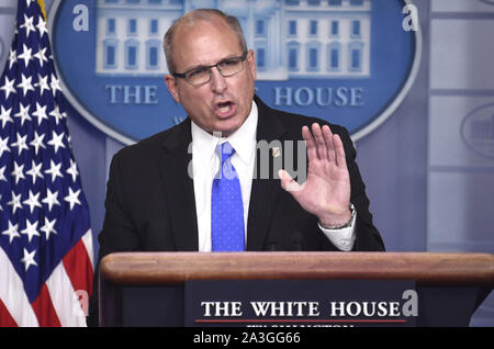 Washington, United States. 08th Oct, 2019. Acting Customs and Border Protection Commissioner Mark Morgan makes remarks during a press briefing at the White House, Tuesday, October 8, 2019, in Washington, DC. Morgan spoke on the administration's latest efforts on immigration at the US-Mexico border. Photo by Mike Theiler/UPI Credit: UPI/Alamy Live News Stock Photo