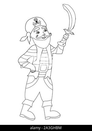 Funny Pirate – coloring book Stock Photo