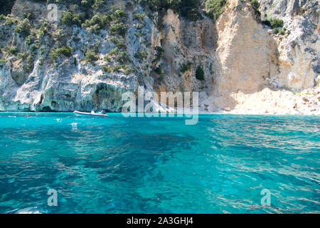 Beach in Cala Gonone in The Emerald Coast, Orosei Gulf, Sardinia, Italy Stock Photo