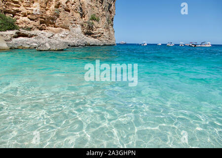 Beach in Cala Gonone in The Emerald Coast, Orosei Gulf, Sardinia, Italy Stock Photo