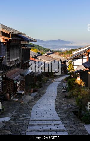 Historic village on Nakasendo street, Traditional houses, Magome-juku, Magome, Kiso Valley, Japan Stock Photo