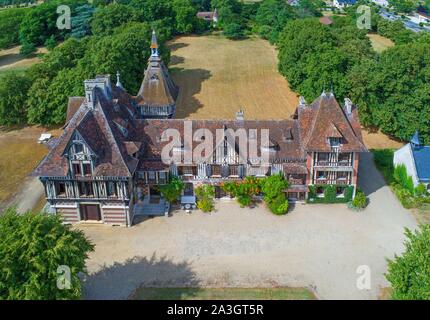 France, Seine Maritime, Saint Pierre de Manneville, manoir de Villers (aerial view) Stock Photo