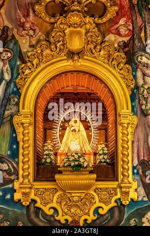 Marian image in the sanctuary, patron saint of the Canary Islands, Virgin of Candelaria, Virgen de la Candelaria in the Basilica de Nuestra Senora Stock Photo