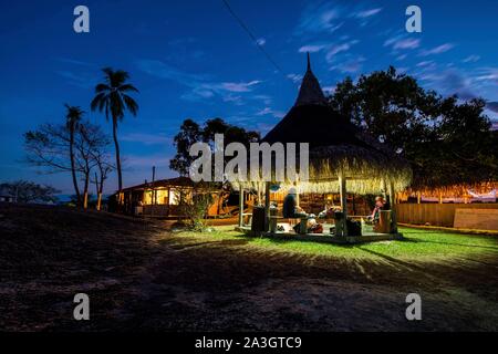 Colombia, Vichada, Puerto Carreno, Ventana Reserve on the Orenoco river, accomodation in a hacienda, hut whre one set up the hammocks for the night Stock Photo