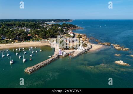 France, Loire Atlantique, Mesquer, Pointe de Toul Ru (Toul Ru's headland) (aerial view) Stock Photo