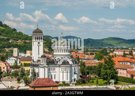 Romania, Transylvania, Sighisoara, is one of the seven fortified cities of the Transylvanian-Saxon fortified UNESCO World Heritage site, the Church of the Holy Trinity of Sighisoara is a Romanian Orthodox Church located on the north bank of the river T?rnave Mare Stock Photo