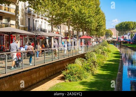 France, Pyrenees Orientales, Perpignan, Bassa quay Stock Photo