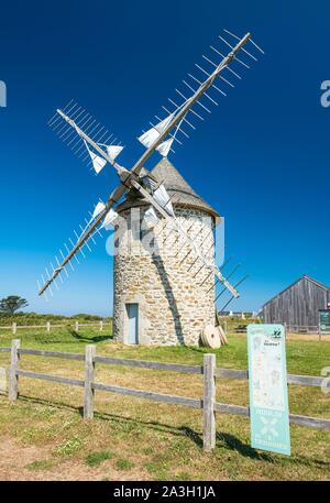 France, Finistere, Cleden-Cap-Sizun, Trouguer windmills Stock Photo