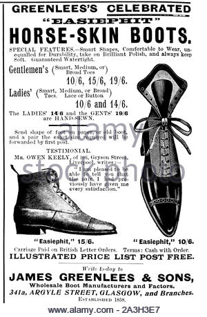 Victorian era, Easiephit Horse-Skin Boots, vintage advertising from 1899 Stock Photo