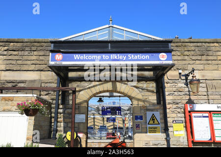 Ilkley railway station, in the pretty spa town, in West Yorkshire, UK Stock Photo