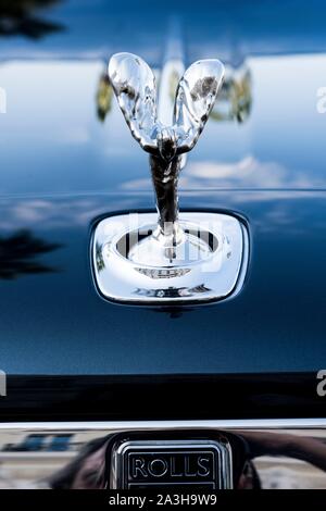 Principality of Monaco, Monaco, Societe des Bains de Mer de Monaco, Casino, detail of a luxury car parked in front of the casino Stock Photo