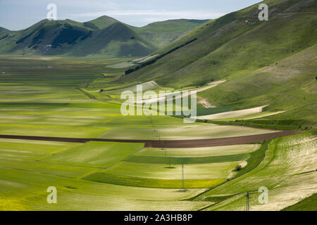 The colours and textures of the Piano Grande, Monti Sibillini National Park, Umbria, Italy Stock Photo
