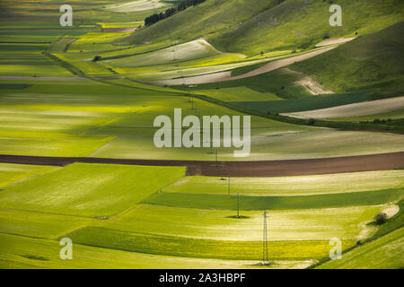 The colours and textures of the Piano Grande, Monti Sibillini National Park, Umbria, Italy Stock Photo