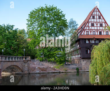 Old town with Pegnitz of Nuremberg Bavaria Stock Photo