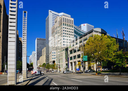 Montreal,Quebec,Canada,October 8,2019.Robert-Bourassa boulevard in Montreal,Quebec,Canada.Credit:Mario Beauregard/Alamy News Stock Photo