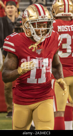 Santa Clara, California, USA. 7th Oct, 2019. San Francisco 49ers wide receiver Marquise Goodwin (11) on Monday, October 7, 2019, at Levis Stadium in Santa Clara, California. The 49ers defeated the Browns 31-3. Credit: Al Golub/ZUMA Wire/Alamy Live News Stock Photo