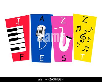 Jazz music festival banner poster illustration vector. Stock Vector