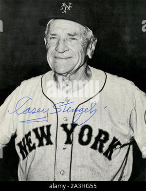 1960s era autographed  photo  of Hall of Fame New York Mets baseball manager Casey Stengel. Stock Photo