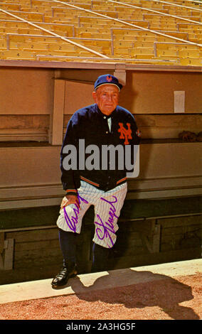 1960s era autographed  photo  of Hall of Fame New York Mets baseball manager Casey Stengel. Stock Photo