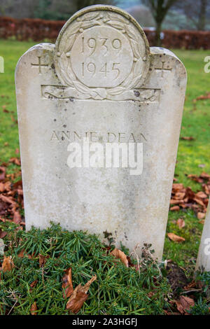 The 1939-1945 Bath Air Raid Grave of Annie Dean at Haycombe Cemetery, Bath, England Stock Photo